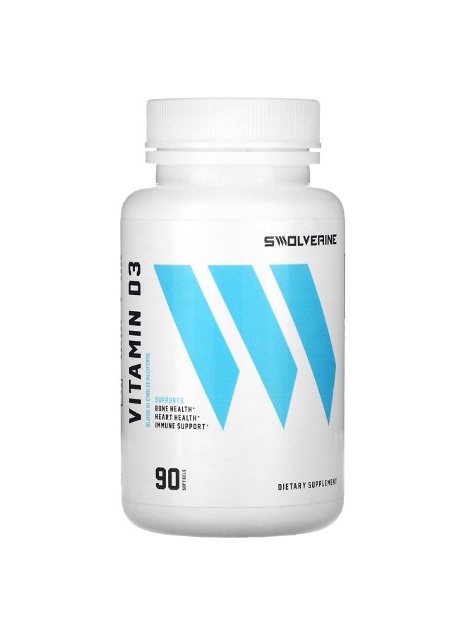 Swolverine Vitamin D3 | Healthy Muscle Function, Bone Health, Immune Support, Mood Support, 10000 IU Encapsulated in Olive Oil for Optimal Absorption (90 Soft Gels) - Image 1