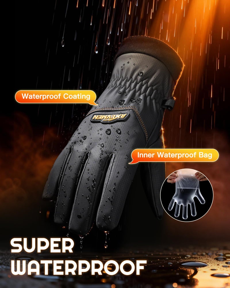 AXEVMEN Winter Gloves (Black, Small) - Image 3