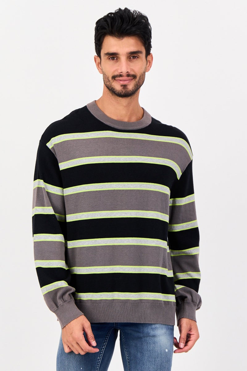 Selected Homme Men Crew Neck Stripe Sweater, Multicolor - Image 1
