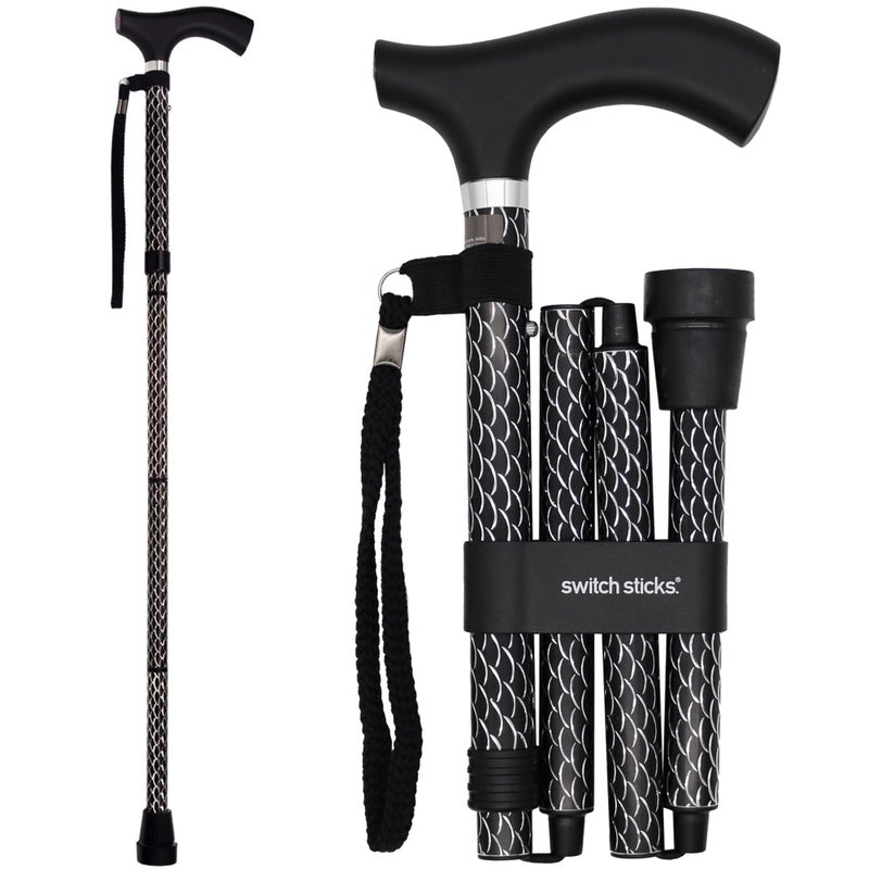 Switch Sticks Walking Cane for Men or Women Foldable and Adjustable from 3237 Inches FSA and HSA Eligible Engraved Soiree