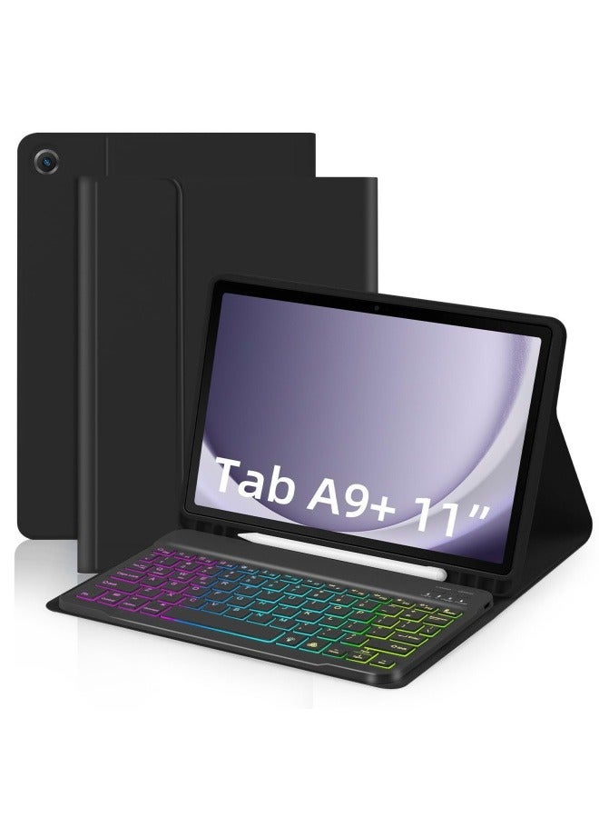 general Suitable for Samsung Tab A9 Plus 11-inch (SM-X210/216/218) Bluetooth keyboard RGB gradient backlit keyboard protective cover - Image 1
