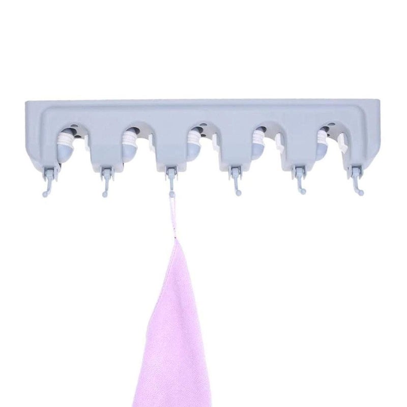 RD MALL Wall Mounted ABS Plastic Mop and Broom Holder Rack with 5 Slot and 6 Hook 40x11x65 cm Standard - Image 4