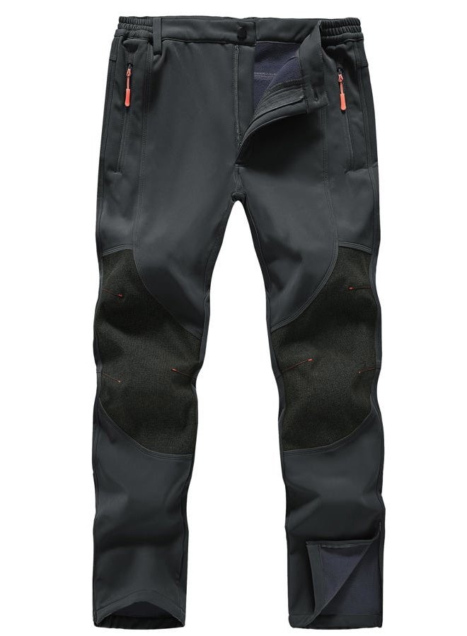 Zoofly Mens Winter Snow Pants Waterproof Thermal Fleece Lined Hiking Pants with Zip Pockets Grey - Image 1