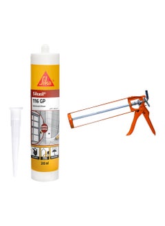Duravel White Silicone sealant and Gun - Sika Sikasil 116-GP Universal Silicone, 280 Ml- General Purpose Acetoxy Cure Silicone Sealant and Duravel Silicone sealant gun  - Image 1