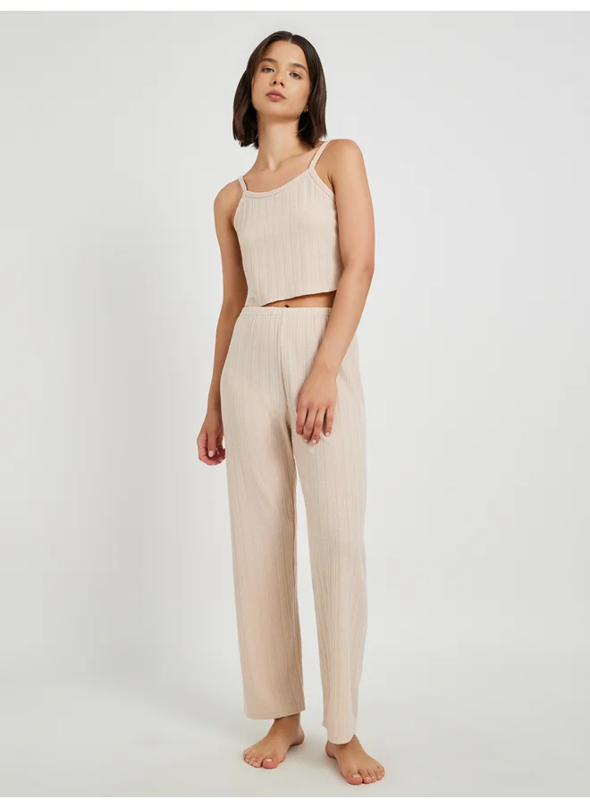 Take Two Take Two Solid Rib Strappy Cami and Pyjama Set