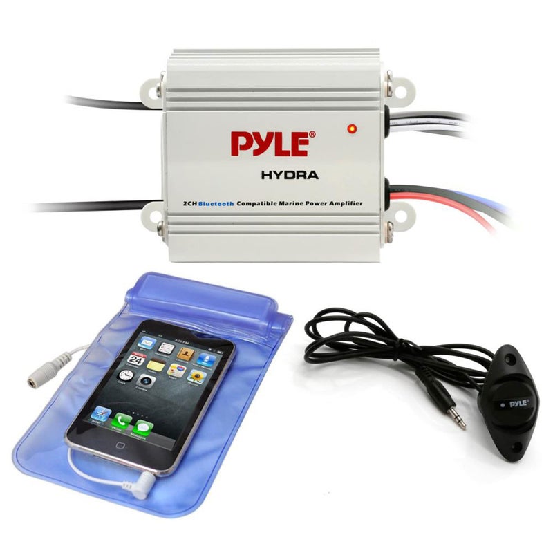 Pyle Auto 2-Channel Bridgeable Marine Amplifier - 200 Watt RMS 4 OHM Full Range Stereo w/ Wireless Bluetooth & Powerful Prime Speaker - High Crossover HD Music Audio Multi-Channel System - Image 1