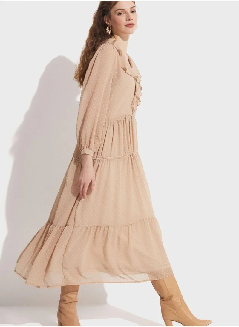 JUNE Mesh Tiered Dress