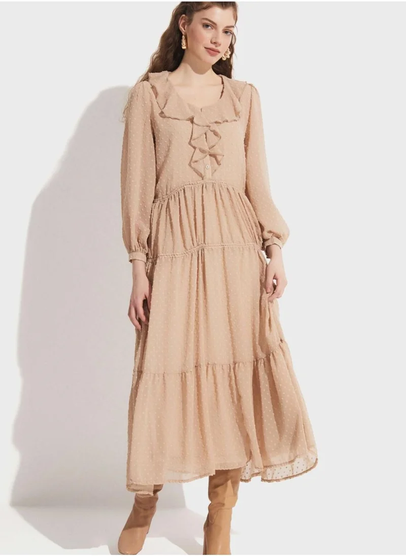 JUNE Mesh Tiered Dress