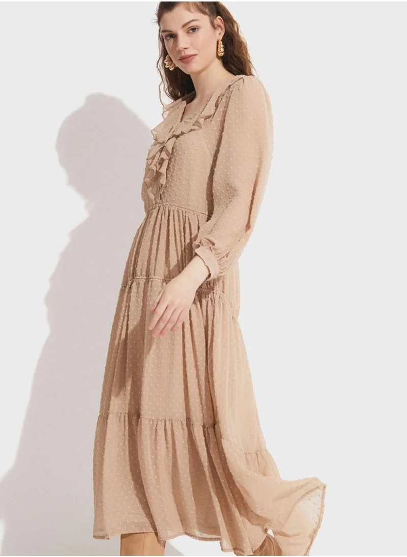 JUNE Mesh Tiered Dress