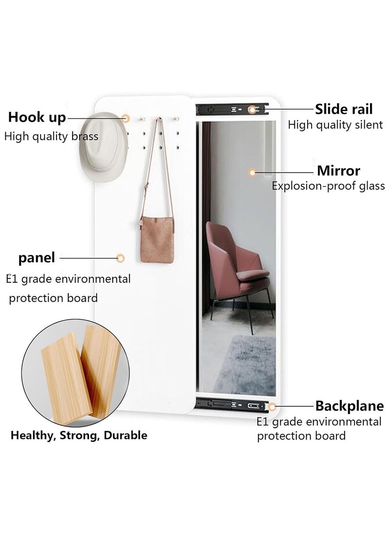 شاربدو مرآة كاملة الجسم في مدخل الأثاث مع مرآة تخزين منزلقة مدمجة 30*120 سم - Image 5