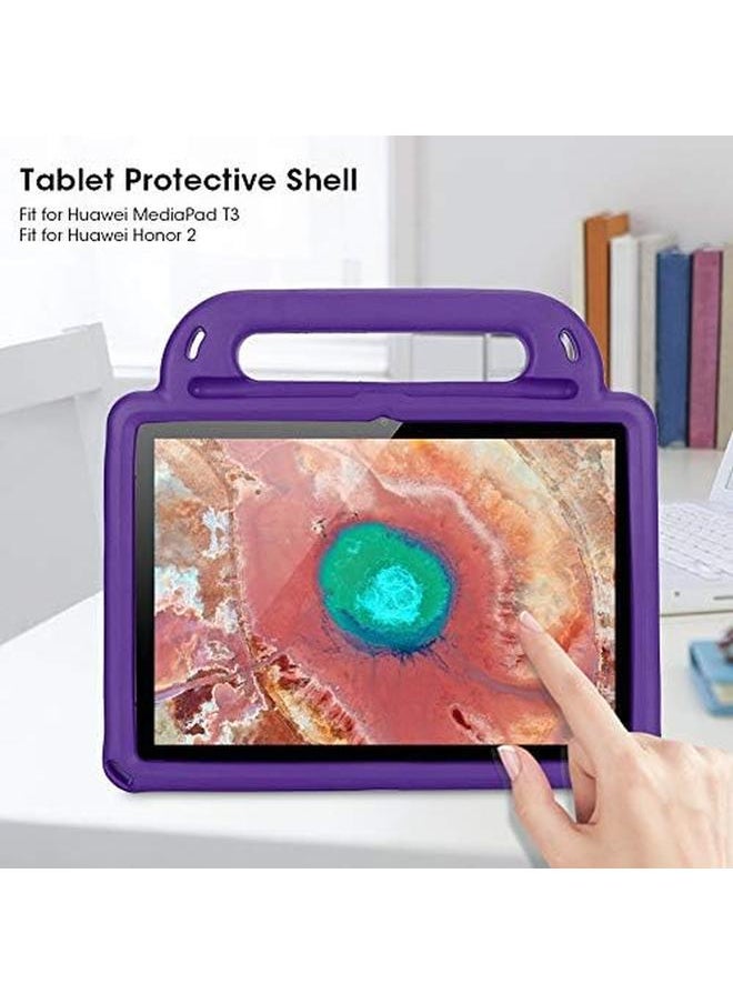 Tablet Case For Huawei Mediapad T3 Honor 2 Eva Shockproof Protective Cover Kids Case For 9.6In Tablet With Detachable Shoulder Strap Non‑Slip Handle And Foldable Stand(Pueple)