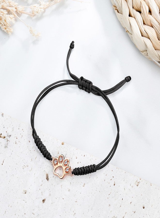 JENDEAR SHINE Dog Paw Bracelet for Women, Hand Braided Rope and Cute Paw Prints Charm Bracelet, Bracelet Gifts for Dog Lovers - Image 2