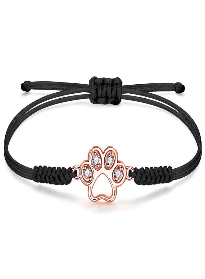 JENDEAR SHINE Dog Paw Bracelet for Women, Hand Braided Rope and Cute Paw Prints Charm Bracelet, Bracelet Gifts for Dog Lovers - Image 1