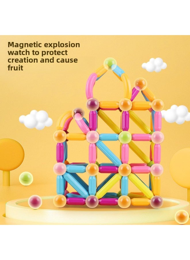 Children's Educational Assembled Toys Creative Magnetic Stick Suit Magnetic Building Blocks 4-year-old Boy Baby Early Education Toys G-Color:60 Suit + Storage Bag (middle-level Assembly)  - Image 5