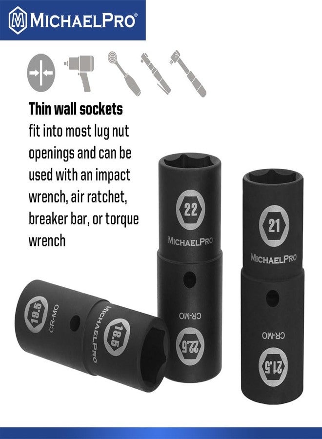 MichaelPro طقم مقابس صواميل عروة من MichaelPro، مكون من 4 قطع، بقطر نصف بوصة، وجدار رفيع، ومضاد للصدمات، مصنوع من فولاذ الكروم الموليبدينوم للاستخدام مدى الحياة، مع قضيب قابل للفك | MP005042 - Image 3