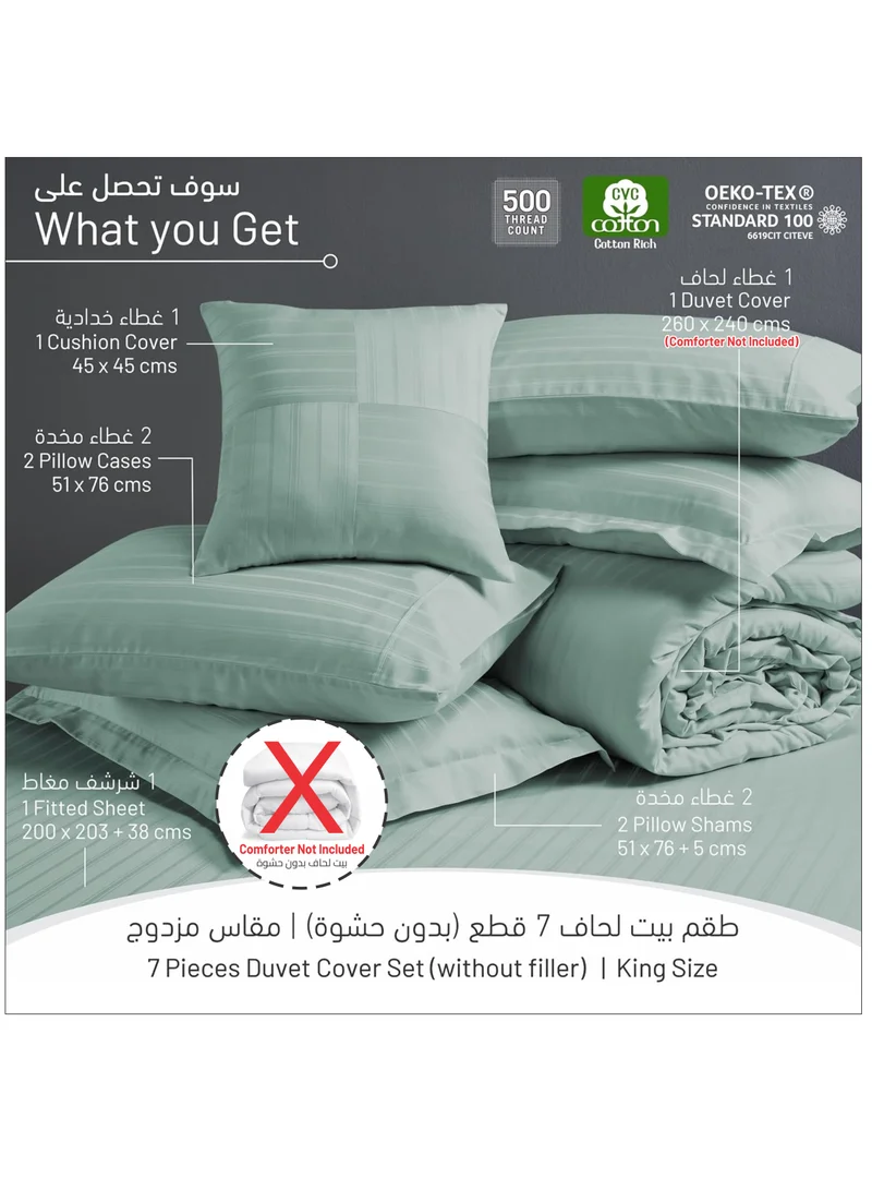 دوناتيلا طقم لحاف قطني مكون من 7 قطع على طراز الفندق 500 خيط ، نمط خطوط دمشقية (بدون إدراج) ، كينج 260 * 240 سم ، حكيم