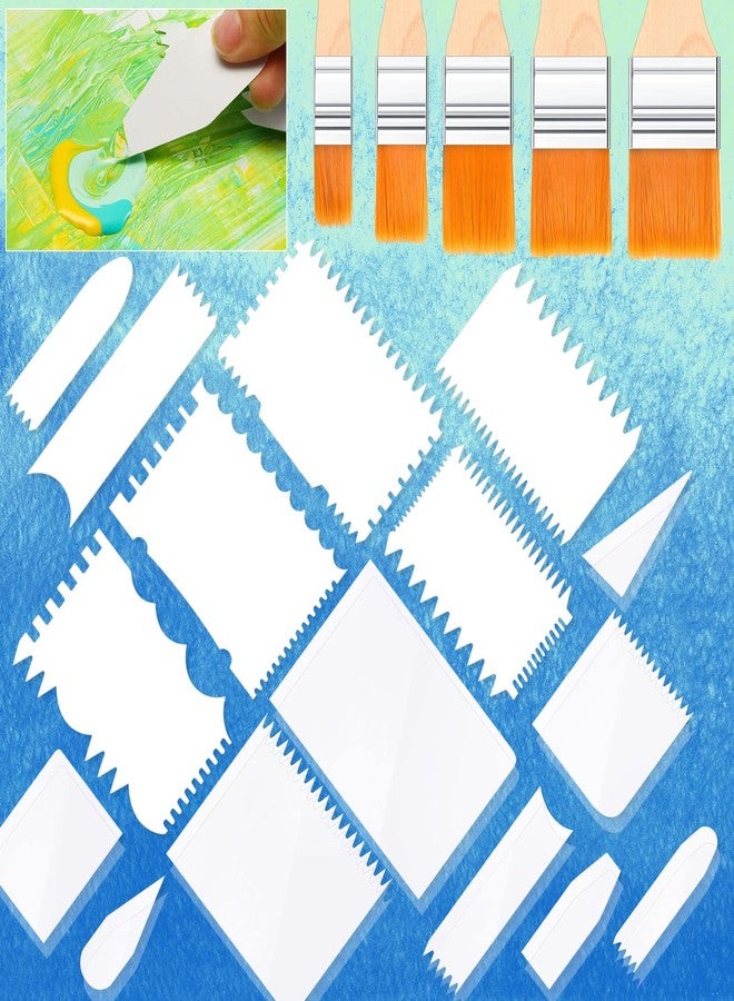Potchen 30 Pcs Acrylic Pouring Swipe Painting Tools Supplies Acrylic Pouring Tools Supplies Brush Paint Scrapers 25 Pcs Paint Swipe Accessories and 5 Pcs Paint Brush Technique - Image 1