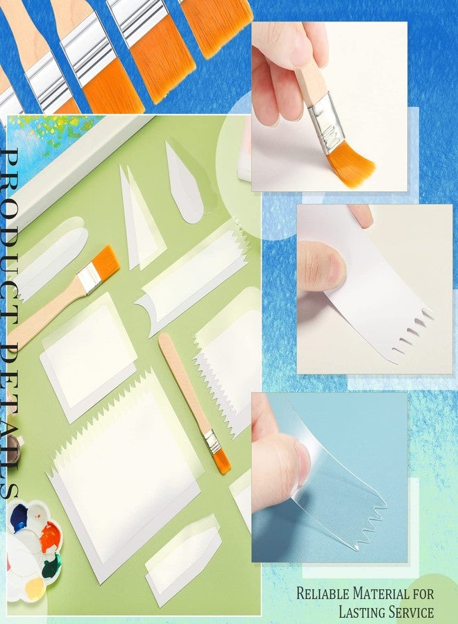 Potchen 30 Pcs Acrylic Pouring Swipe Painting Tools Supplies Acrylic Pouring Tools Supplies Brush Paint Scrapers 25 Pcs Paint Swipe Accessories and 5 Pcs Paint Brush Technique - Image 2