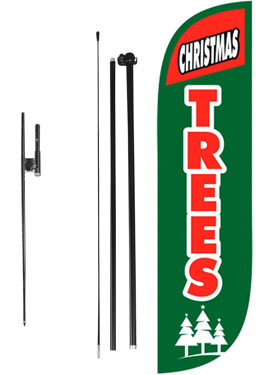 LookOurWay LookOurWay Christmas Trees Feather Flag Complete Set with Poles  Ground Spike 5Feet  - Image 1