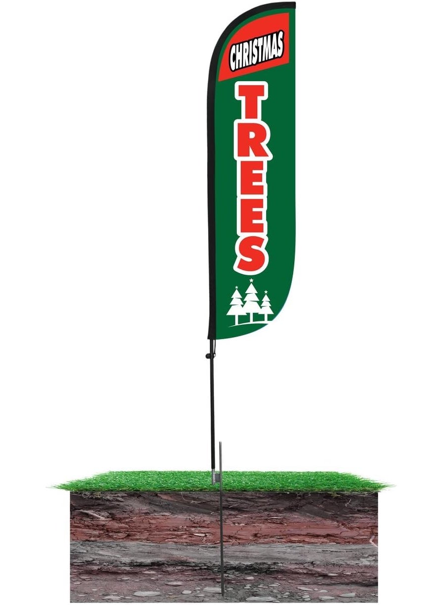 LookOurWay LookOurWay Christmas Trees Feather Flag Complete Set with Poles  Ground Spike 5Feet  - Image 2