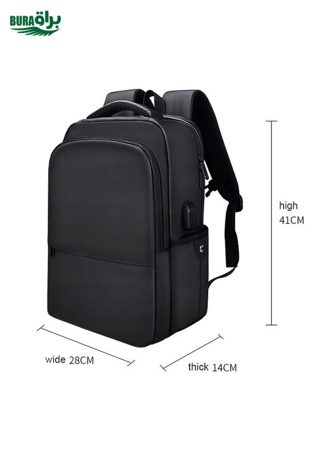 BURAQ Polyester Waterproof Laptop Backpack for Below 15 inch Laptops, with USB Interface Trunk Trolley Strap(Black) - Image 3