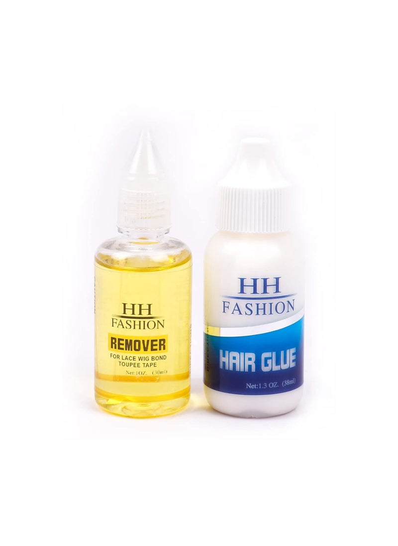 HH FASHION - Wig Adhesive and Glue Remover SetInvisible Lace Hair Bonding Hold GlueSolventLace Front Wig Glue for Lace Wigs Hairpiece Closure Frontal Toupee SystemsAdhesive 13 OZRemover 1 OZ - Image 1