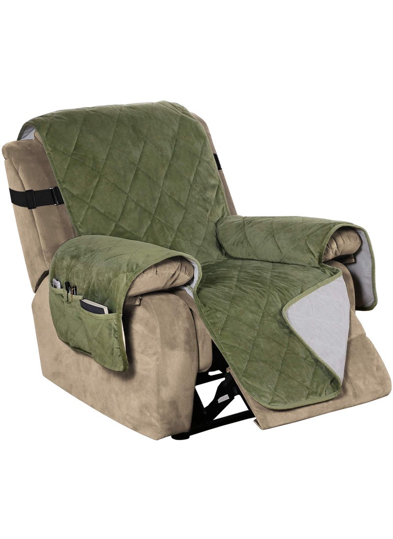 Flamingo P Flamingo P Recliner Covers Velvet Slip Resistant Recliner Sofa Slipcover Seat Width Up to 28 Couch Furniture Protector with 2 Elastic Straps Recliner Cover  Loden 