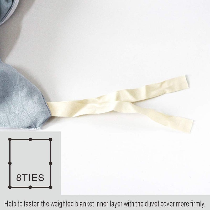 F.Y.Dreams 100% Washed Cotton Duvet Cover for Weighted Blanket 60x80 inches with 8 Ties, Zipper on Long Side/Light Blue/Just Duvet Cover - Image 3