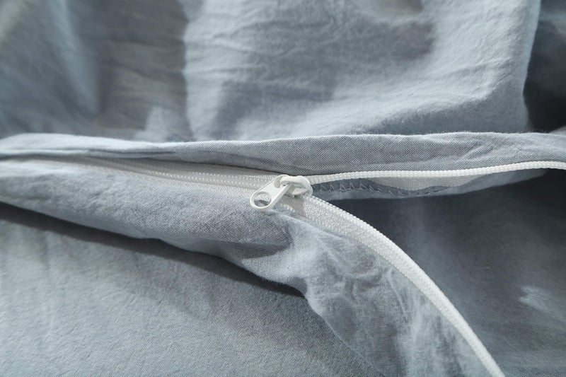 F.Y.Dreams 100% Washed Cotton Duvet Cover for Weighted Blanket 60x80 inches with 8 Ties, Zipper on Long Side/Light Blue/Just Duvet Cover - Image 2