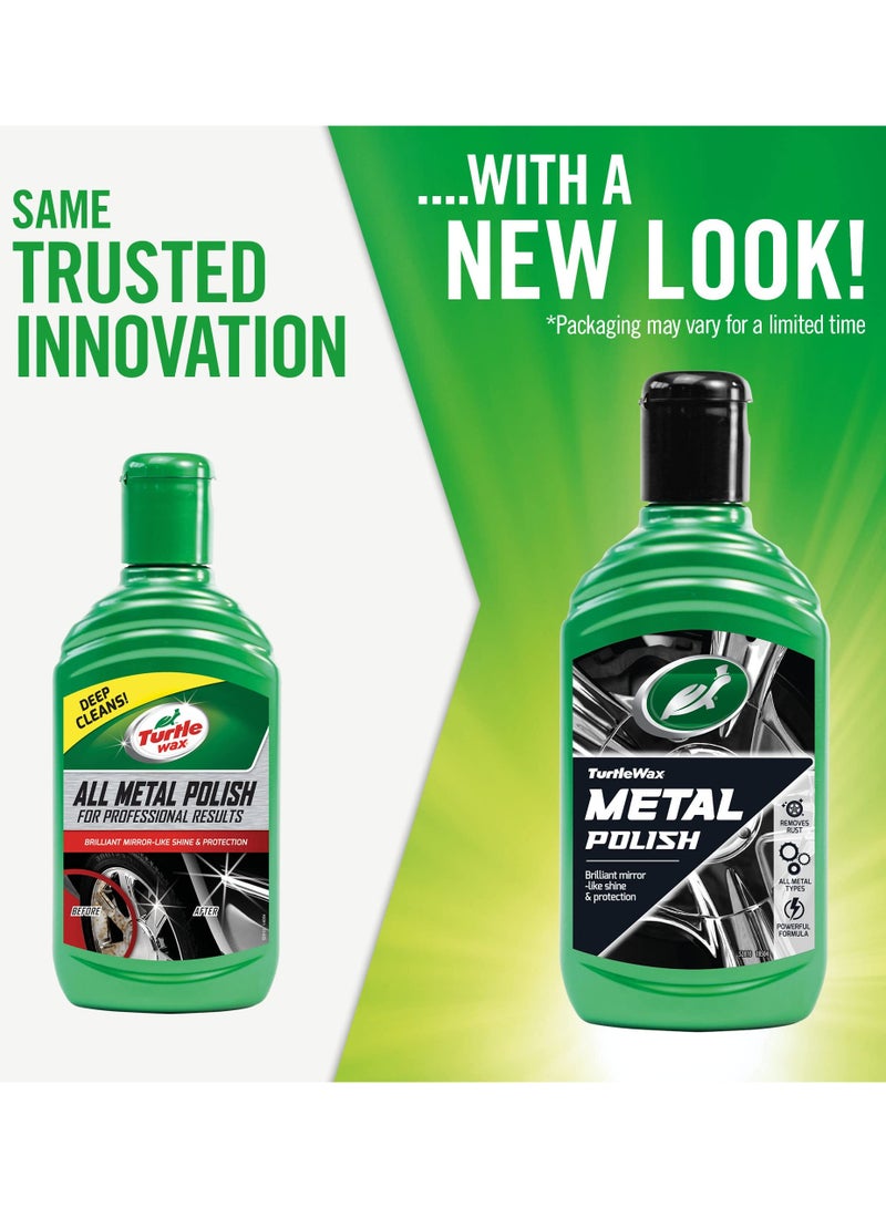 Turtle Wax Metal Polish, All-in-One Metal Cleaner & Polish for Chrome, Aluminum & Steel, Restores Shine and Protection, 300 ml - Image 1