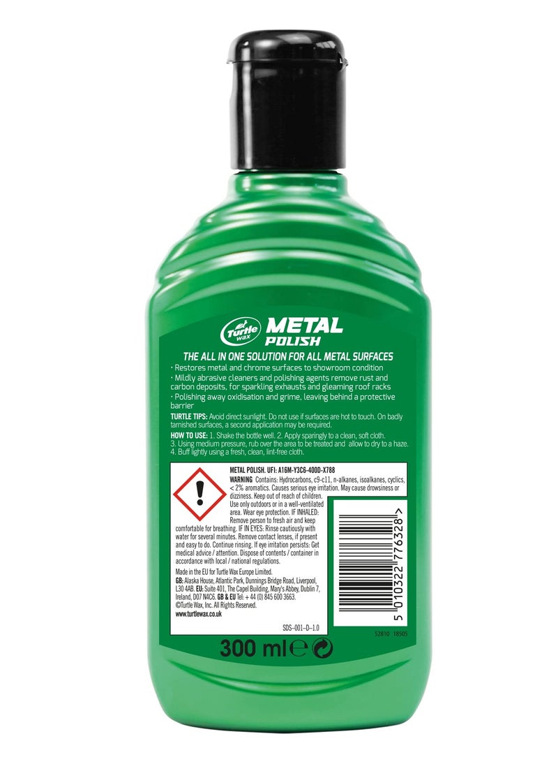 Turtle Wax Metal Polish, All-in-One Metal Cleaner & Polish for Chrome, Aluminum & Steel, Restores Shine and Protection, 300 ml - Image 3