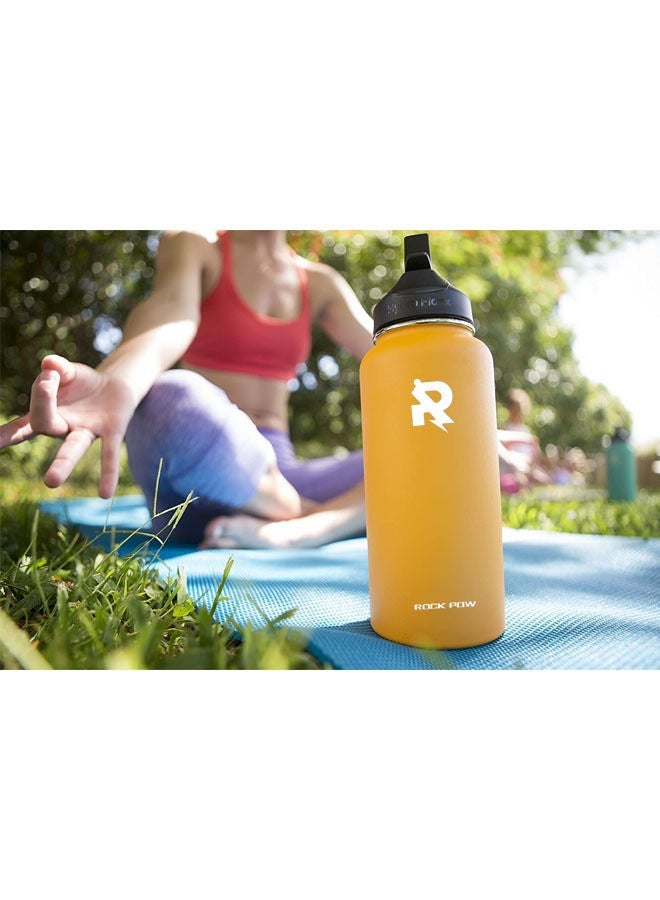 روك بو زجاجة ماء من الفولاذ المقاوم للصدأ معزولة بالتفريغ الهوائي من Rock Pow بفتحة واسعة مع غطاء مصاصة باللون الأبيض ، 40 أونصة - Image 5