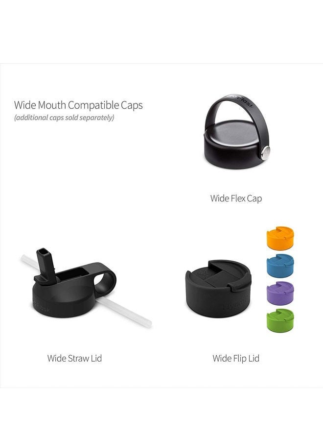 روك بو زجاجة ماء من الفولاذ المقاوم للصدأ معزولة بالتفريغ الهوائي من Rock Pow بفتحة واسعة مع غطاء مصاصة باللون الأبيض ، 40 أونصة - Image 2