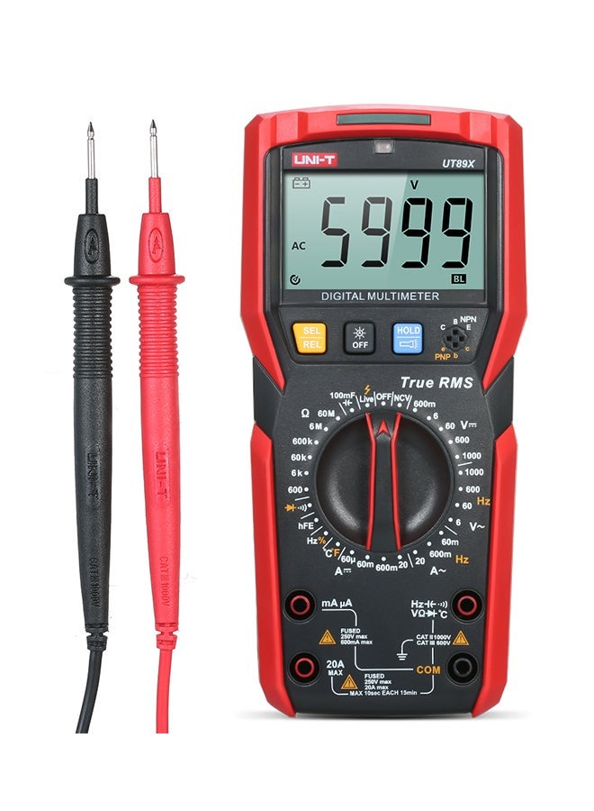NIBEMINENT Automatic RMS Digital AC/DC Voltage Tester-UT89X Black/Red 186 x 87 52mm - Image 1