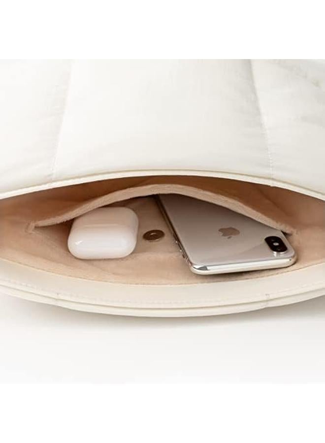 erorex Puffy Tablet Shoulder Bag For Ipad Pro 12.9 Inch Quilted Puffer Puff Tablet Sling Crossbody Bag For Women Pillow Sleeve Case With Shoulder Strap Rice  - Image 3