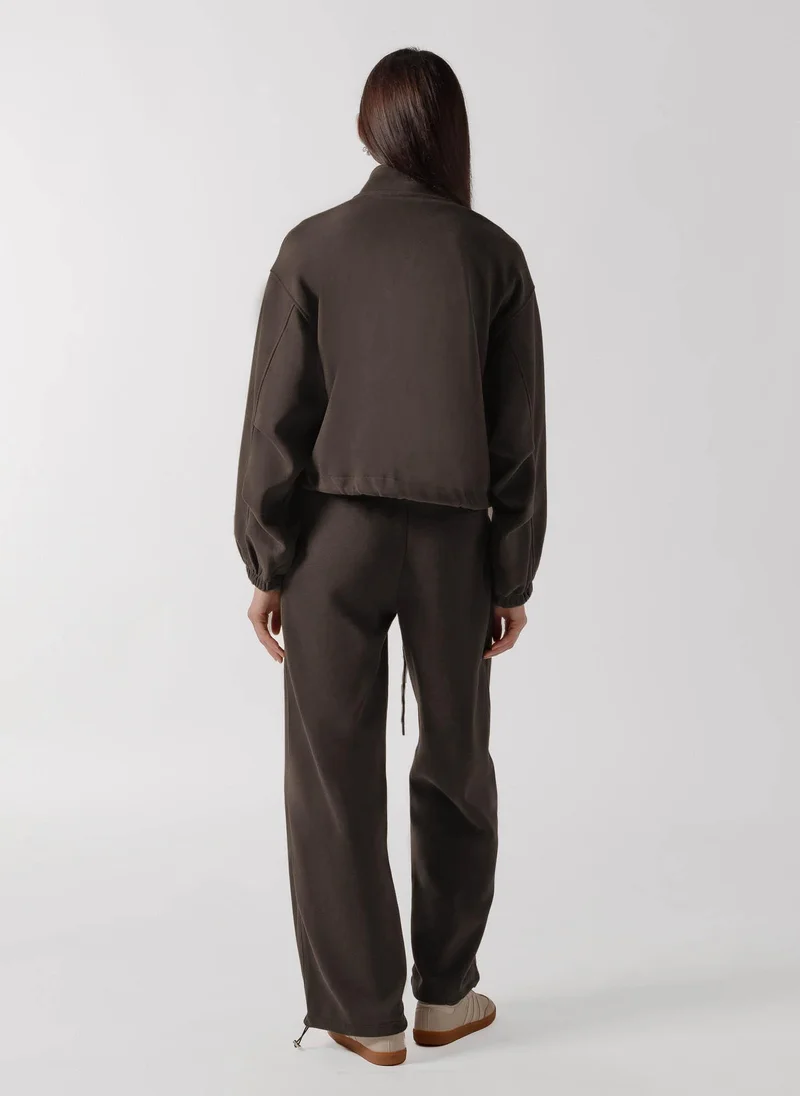 Shapes BROWN PANELED ZIP-UP JACKET SET for Women | Best Price UAE