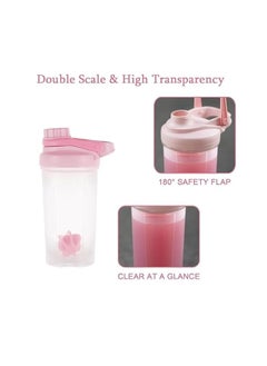 Spaceshoop 700ML Blender Shaker Bottle with Whisk Ball BPA Free Plastic Protein Shakes Leakproof for Powder Workout Gym Sport  - Image 2