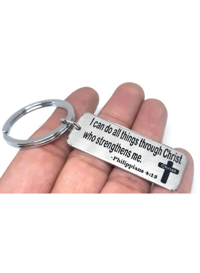 Aura Holy Bible Verses Philippians 4:13 Keyring Keychain For Bike Car Home Office Men Women Boys Girls Steel Silver Keychain - Image 3