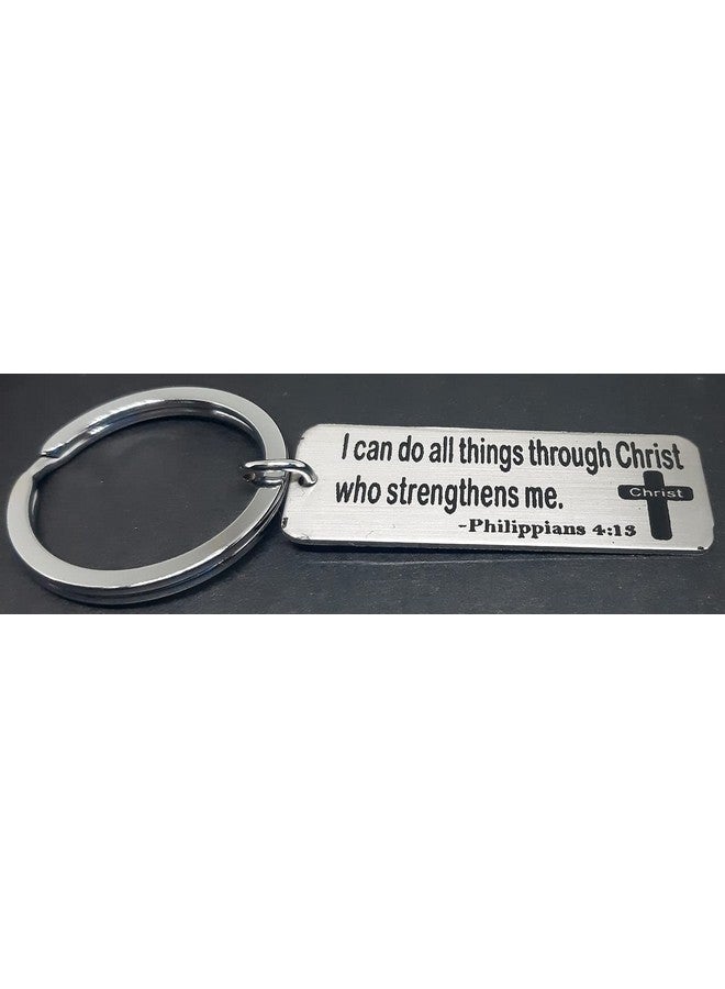 Aura Holy Bible Verses Philippians 4:13 Keyring Keychain For Bike Car Home Office Men Women Boys Girls Steel Silver Keychain - Image 4