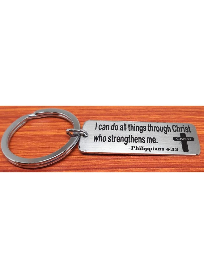 Aura Holy Bible Verses Philippians 4:13 Keyring Keychain For Bike Car Home Office Men Women Boys Girls Steel Silver Keychain - Image 5