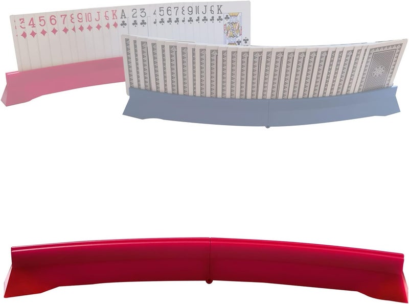 klarako Card Holders Hands Curved Playing Card Game Rack for The Disabled Card Games Poker Parties Playing Card Decks Entertainment Helper , Red - Image 3