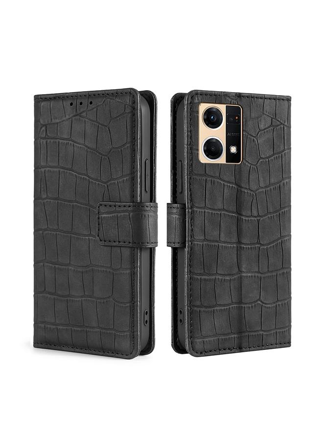 S-TOP Case For OPPO Reno7 4G/F21 Pro 4G Skin Feel Crocodile Magnetic Clasp Leather Phone Case - Image 1