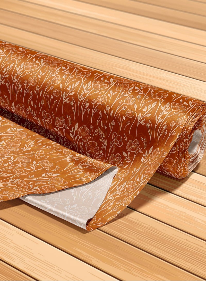 فيلاتو Ø¬Ù„Ø§Ø¨ÙŠØ© Ù…Ø®ÙˆÙŠØ± Ù…Ù† Ù‚Ù…Ø§Ø´ Ø­Ø±ÙŠØ± Ø§Ù„Ù„ÙŠÙ„ Ø¹Ø±Ø§Ù…ÙŠ Ø¨Ø§Ù„ÙŠØ§Ø±Ø¯Ø© Ø¨Ø±ØªÙ‚Ø§Ù„ÙŠ Ù…Ø­Ø±ÙˆÙ‚ Ø¨Ù†Ù‚Ø´Ø© Ø²Ù‡ÙˆØ±ØŒ Ø®ÙŠØ§Ø·Ø© 58 Ø¨ÙˆØµØ© Ø¹Ø±Ø¶ - Image 5