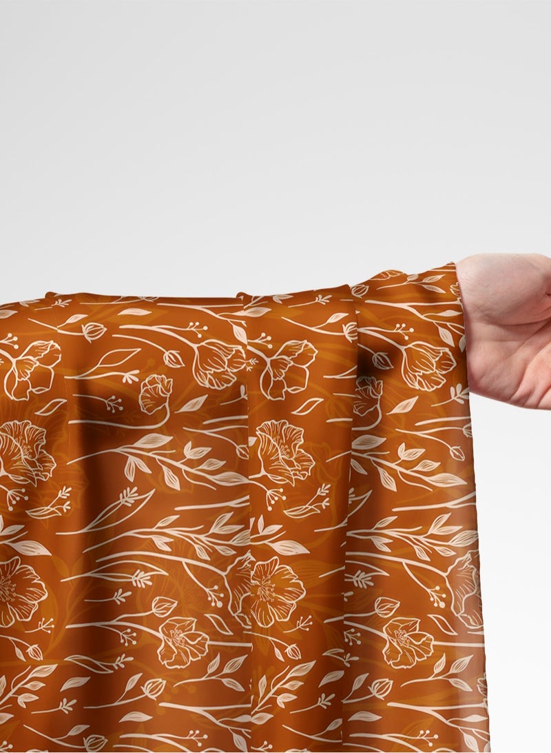 فيلاتو Ø¬Ù„Ø§Ø¨ÙŠØ© Ù…Ø®ÙˆÙŠØ± Ù…Ù† Ù‚Ù…Ø§Ø´ Ø­Ø±ÙŠØ± Ø§Ù„Ù„ÙŠÙ„ Ø¹Ø±Ø§Ù…ÙŠ Ø¨Ø§Ù„ÙŠØ§Ø±Ø¯Ø© Ø¨Ø±ØªÙ‚Ø§Ù„ÙŠ Ù…Ø­Ø±ÙˆÙ‚ Ø¨Ù†Ù‚Ø´Ø© Ø²Ù‡ÙˆØ±ØŒ Ø®ÙŠØ§Ø·Ø© 58 Ø¨ÙˆØµØ© Ø¹Ø±Ø¶ - Image 1