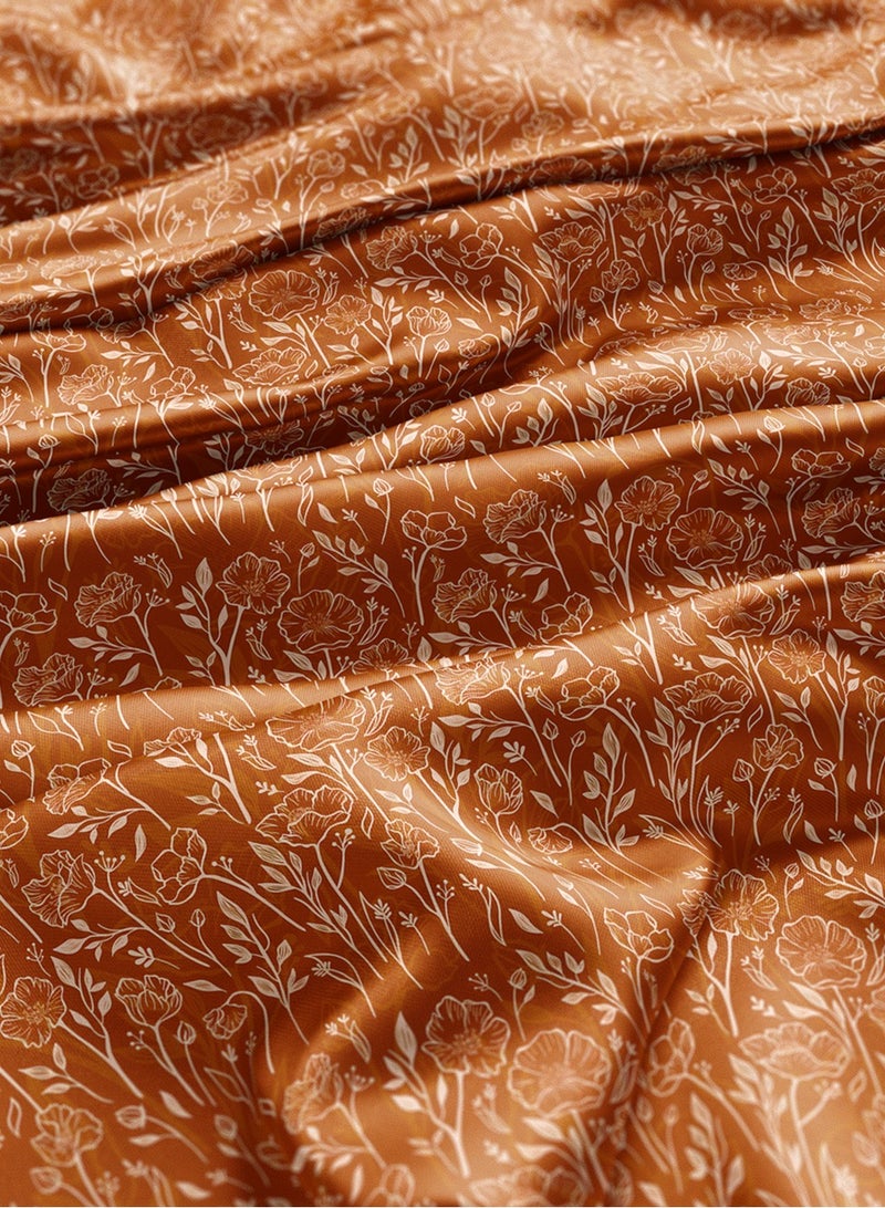 فيلاتو Ø¬Ù„Ø§Ø¨ÙŠØ© Ù…Ø®ÙˆÙŠØ± Ù…Ù† Ù‚Ù…Ø§Ø´ Ø­Ø±ÙŠØ± Ø§Ù„Ù„ÙŠÙ„ Ø¹Ø±Ø§Ù…ÙŠ Ø¨Ø§Ù„ÙŠØ§Ø±Ø¯Ø© Ø¨Ø±ØªÙ‚Ø§Ù„ÙŠ Ù…Ø­Ø±ÙˆÙ‚ Ø¨Ù†Ù‚Ø´Ø© Ø²Ù‡ÙˆØ±ØŒ Ø®ÙŠØ§Ø·Ø© 58 Ø¨ÙˆØµØ© Ø¹Ø±Ø¶ - Image 3