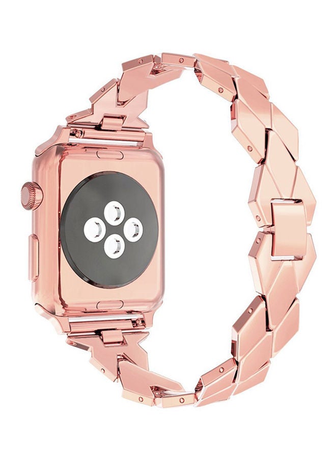 نيبمينينت سوار قابل للاستبدال بتصميمٍ على شكل معين لساعة أبل سلسلة 1/2/3 قياس 42 ملليمتراً ذهبي وردي - Image 3