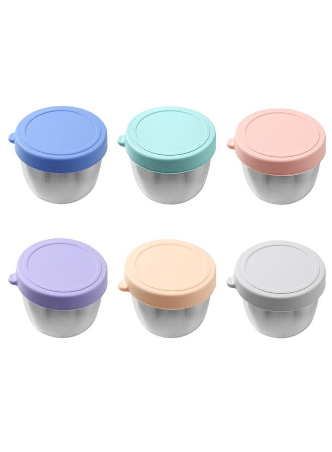 Emptycolor 6 Pack Salad Dressing Container with Lids, Reusable Sauce Containers for Lunch Box, Leakproof Stainless Steel Leakproof Small Condiment Cups, Mini Dressing & Dip Containers To Go - Image 1