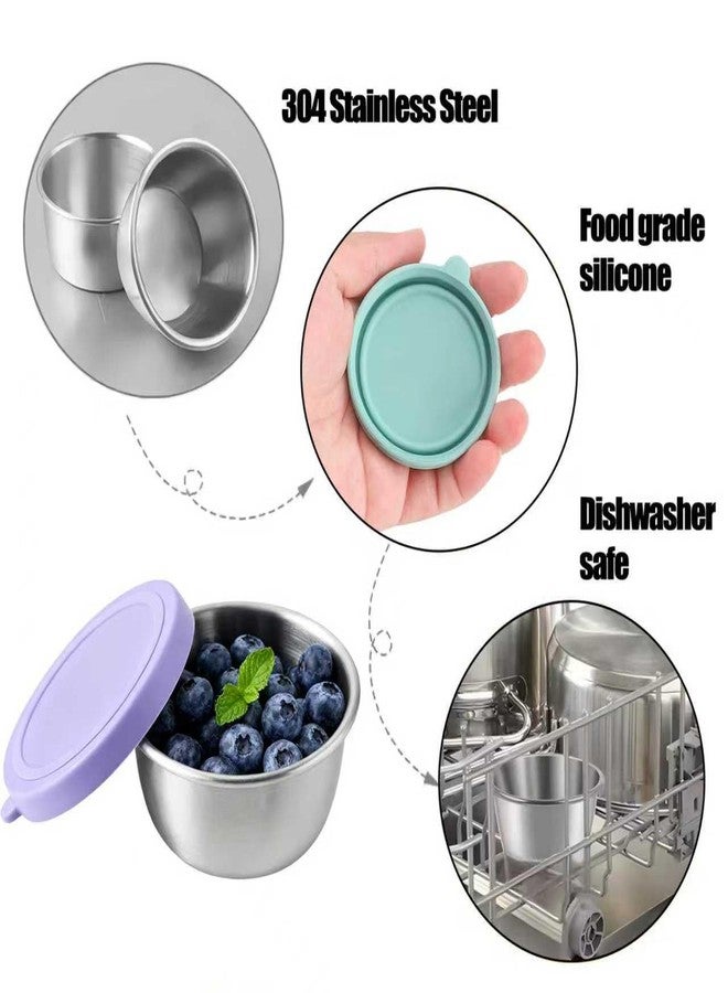 Emptycolor 6 Pack Salad Dressing Container with Lids, Reusable Sauce Containers for Lunch Box, Leakproof Stainless Steel Leakproof Small Condiment Cups, Mini Dressing & Dip Containers To Go - Image 4