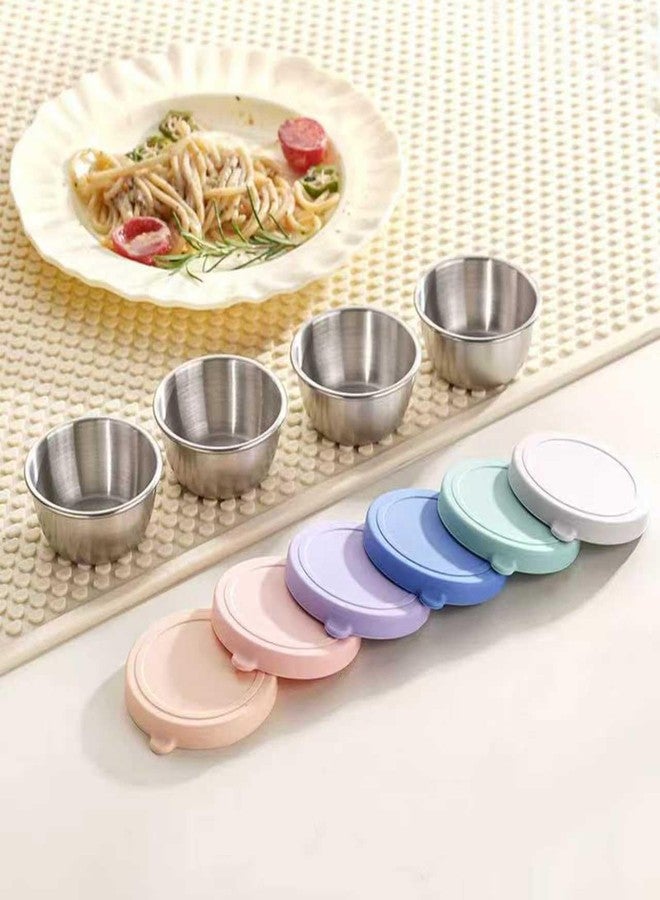 Emptycolor 6 Pack Salad Dressing Container with Lids, Reusable Sauce Containers for Lunch Box, Leakproof Stainless Steel Leakproof Small Condiment Cups, Mini Dressing & Dip Containers To Go - Image 5