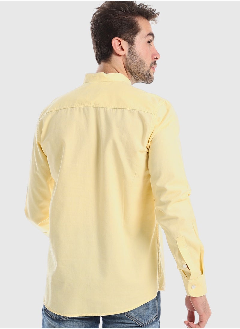 WHITE RABBIT - Mandarin Collar Linen Shirt - Image 1
